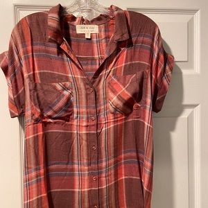 Cloth and Stone plaid flannel blouse